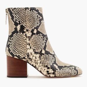 J Crew Snake Embossed Stacked Heel Boot, NWT